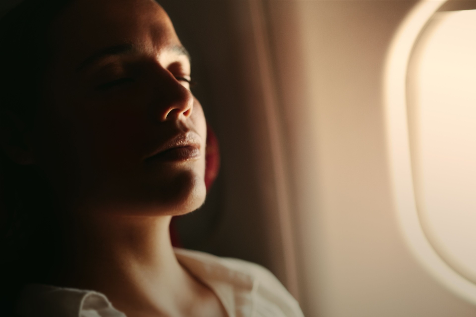 Woman enjoying the flight