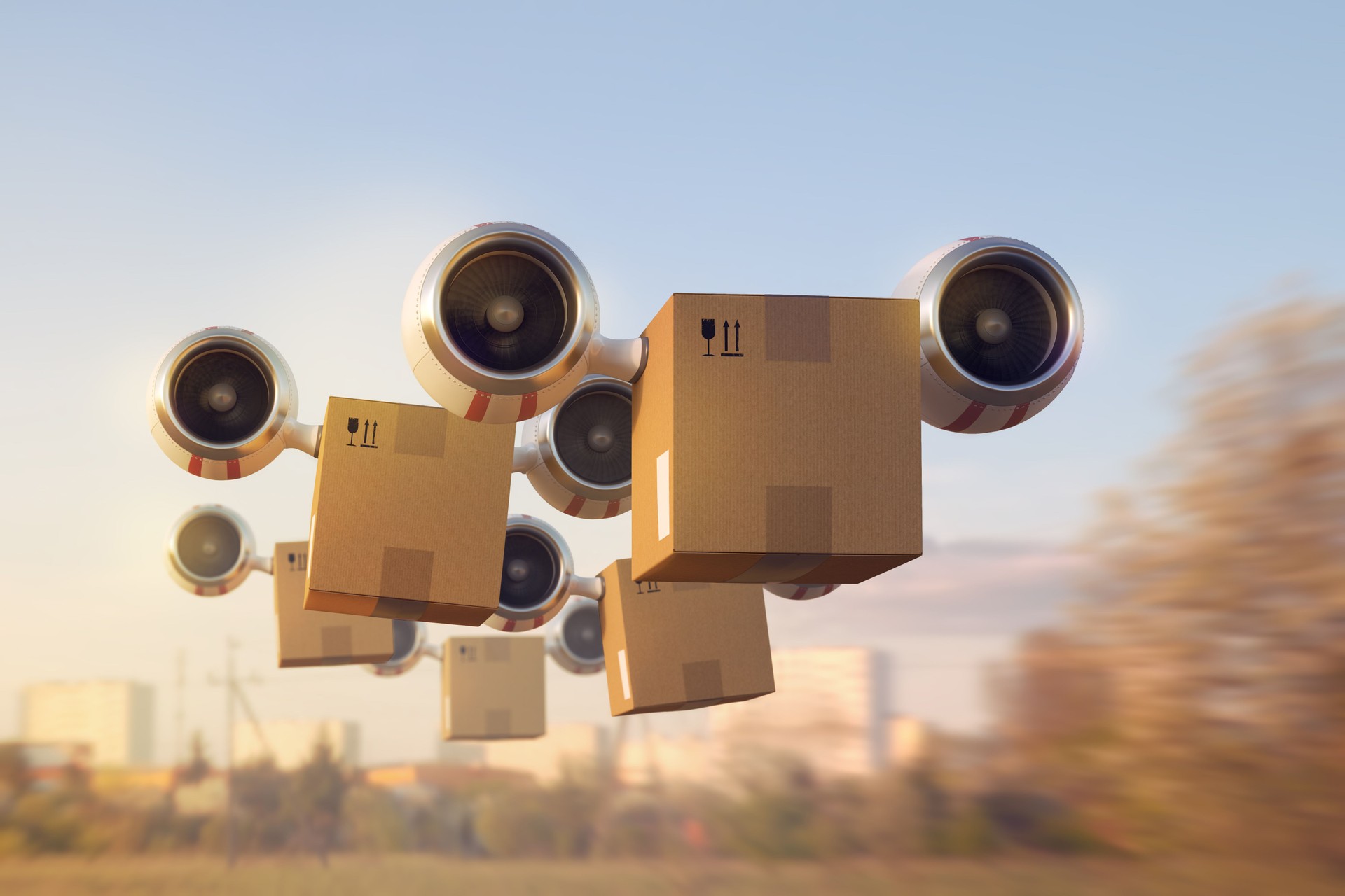 Delivery of a large number of goods by air