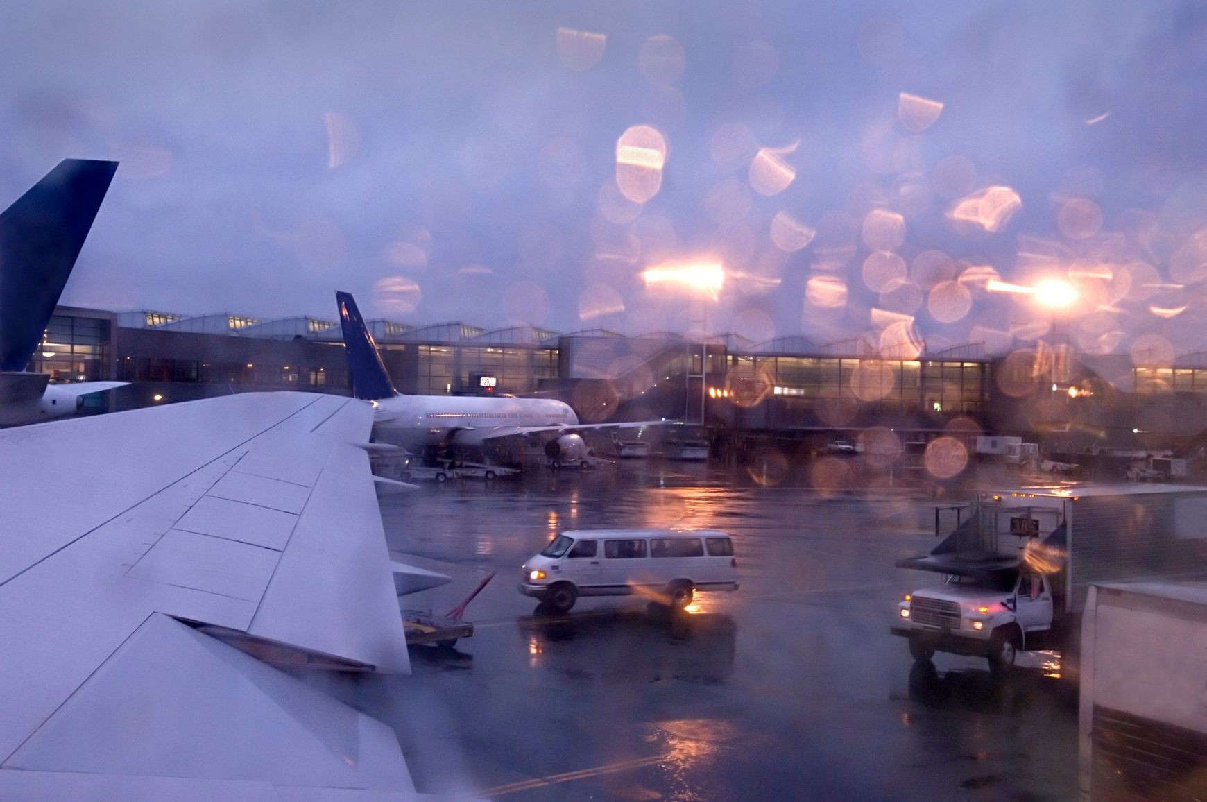 Rainy evening on the tarmac