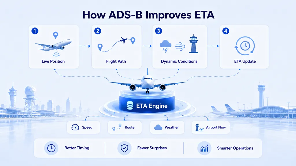 How ADS-B position and flight conditions improve estimated arrival time
