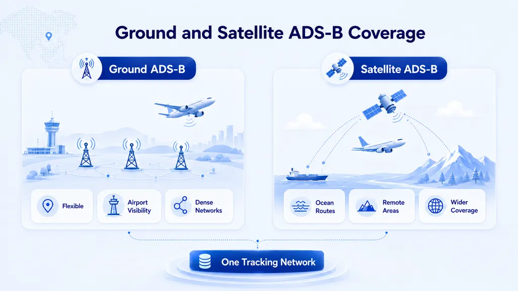 Ground-based and satellite ADS-B coverage comparison