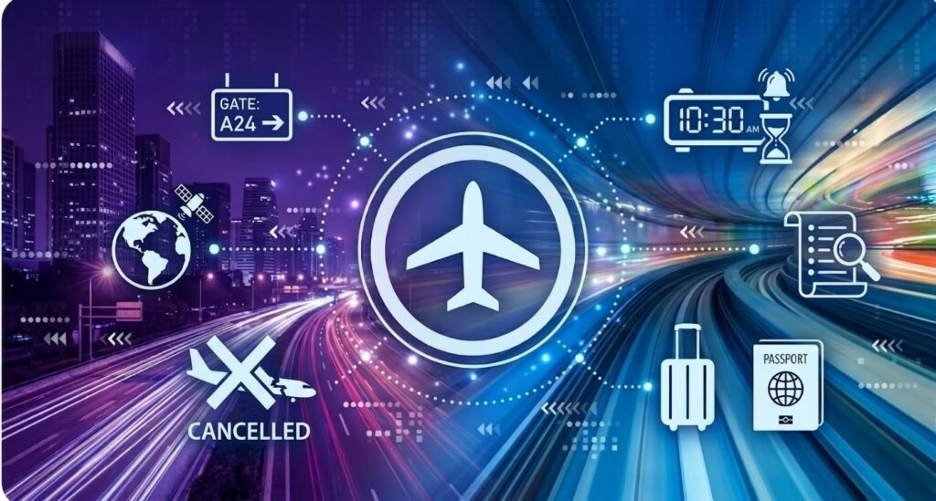 Airplane travel theme with high speed motion blur" title="Airplane travel theme with high speed motion blur
