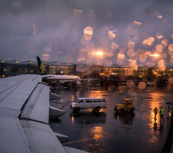 Rainy evening on the tarmac