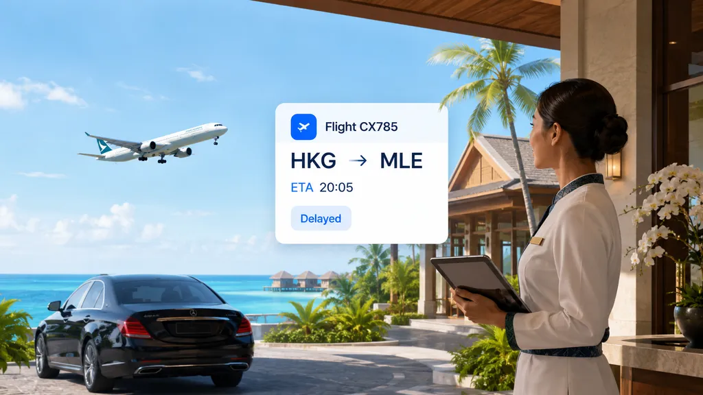Resort staff using flight status data to prepare guest arrival before check-in