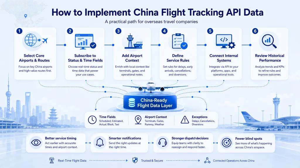 How can overseas travel companies implement China flight tracking API data?