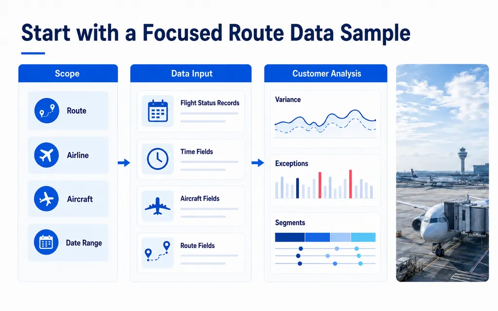 Focused route data sample for airline operational analysis