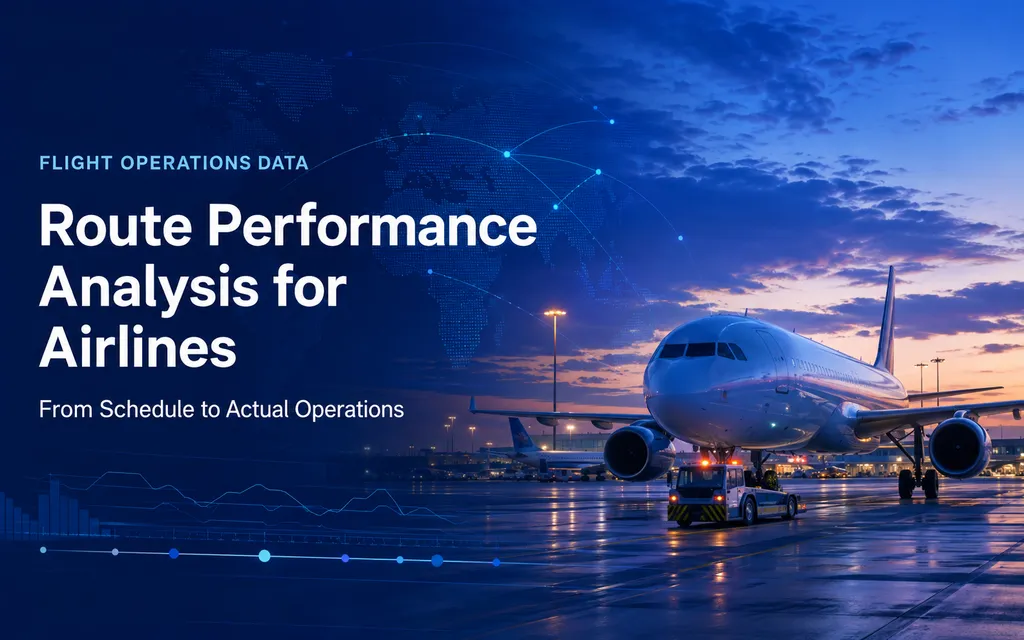 Flight operations data for airline route performance analysis